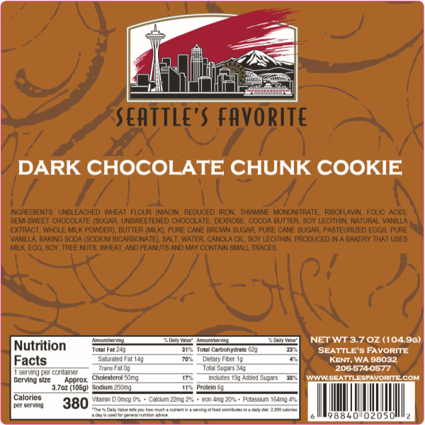 Dark Chocolate Chunk Gourmet Cookie